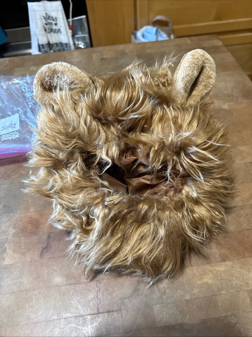 KREWE Kids Faux Fur Lion Hood in Light Brown with Ears Pet Costume Sz L
